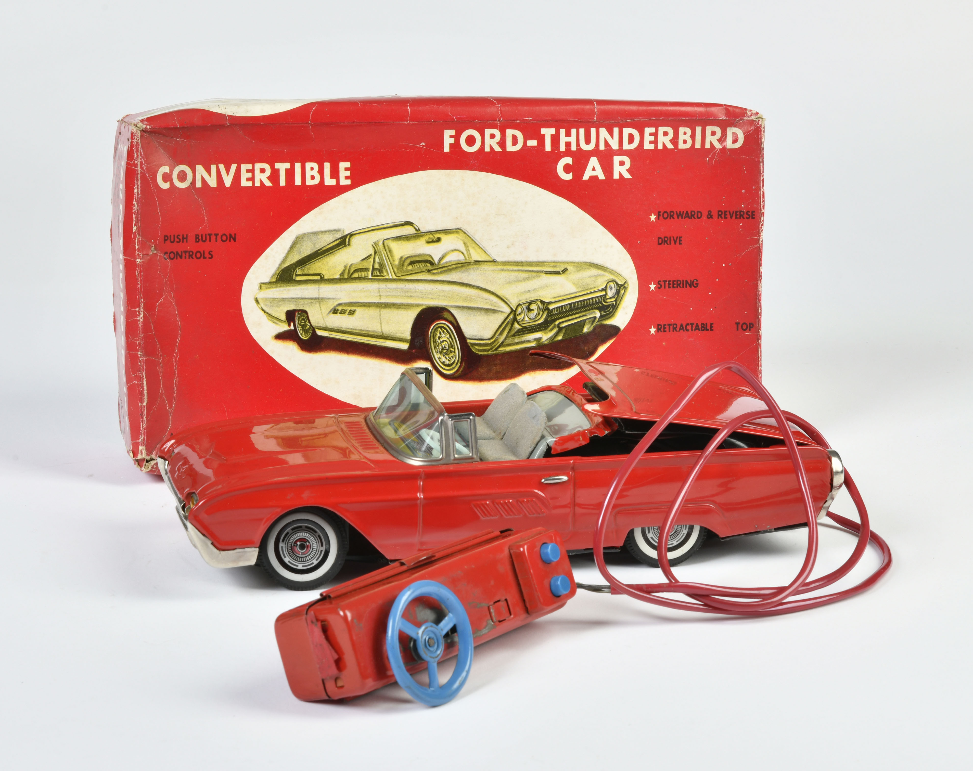 Yonezawa, Ford Thunderbird, Japan, 29 cm, tin, function not checked, min. paint d., box C 2-, C 2