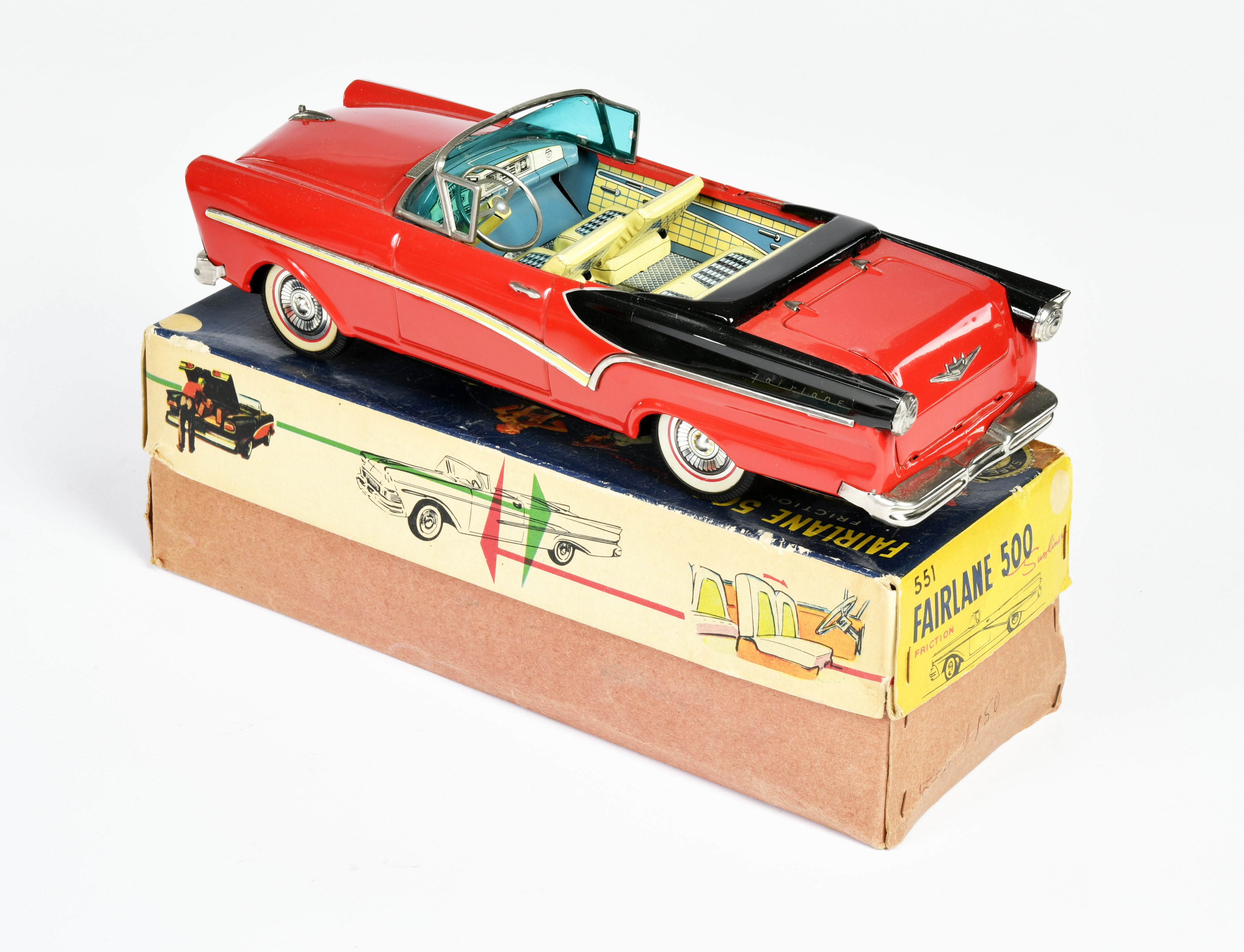 Bandai, Ford Fairlane 500, Japan, 29 cm, tin, friction ok, box C 1-, C 1 - Image 2 of 3