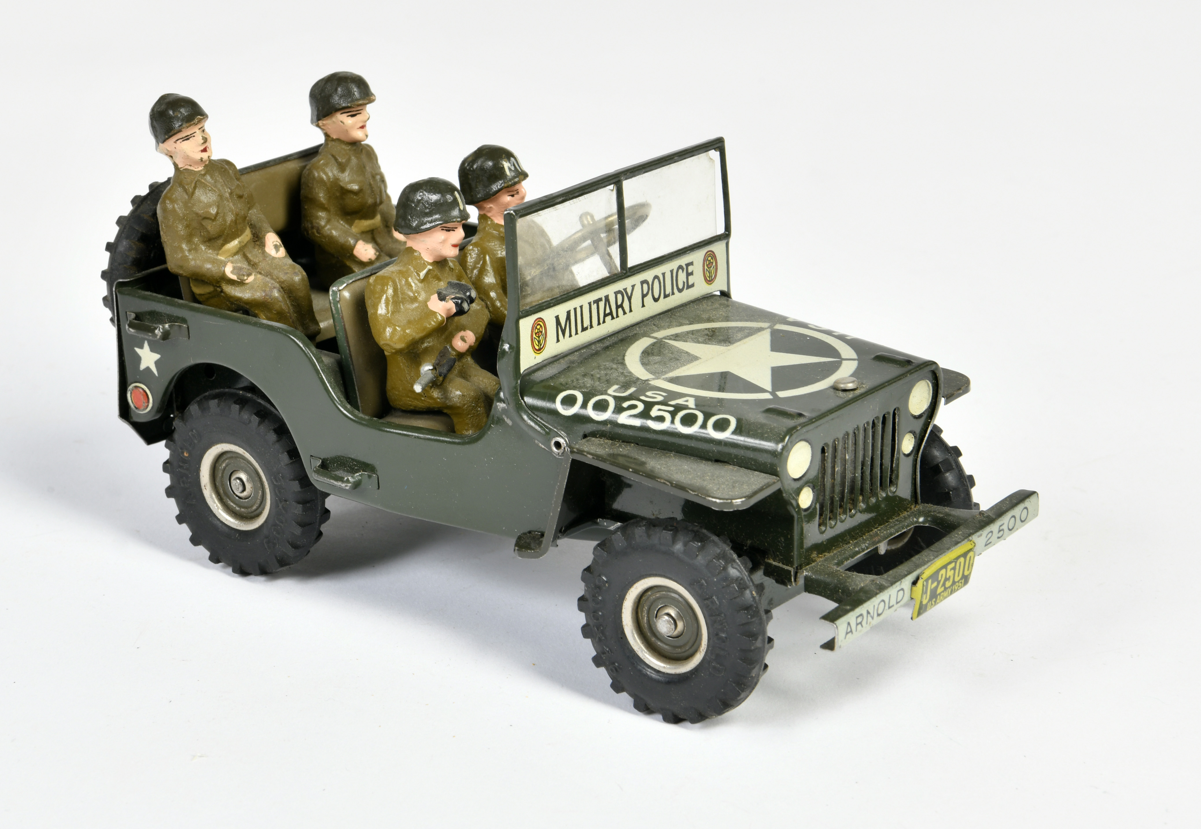Arnold, Military Police Jeep 2500, US.-Zone Germany,, tin, cw ok, min. paint d., C 2+