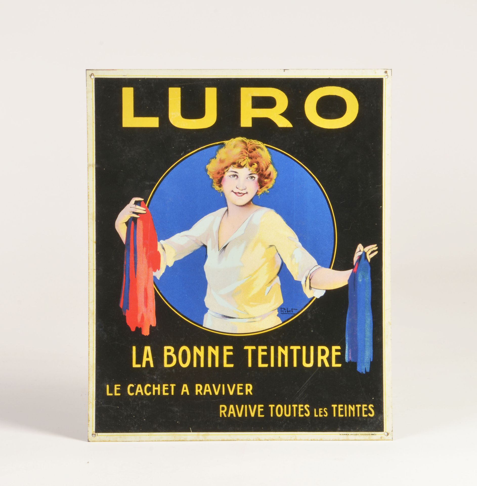Luro La Bonne Teinture, tin sign, France, 20s, 30 x 25 cm, C 1-