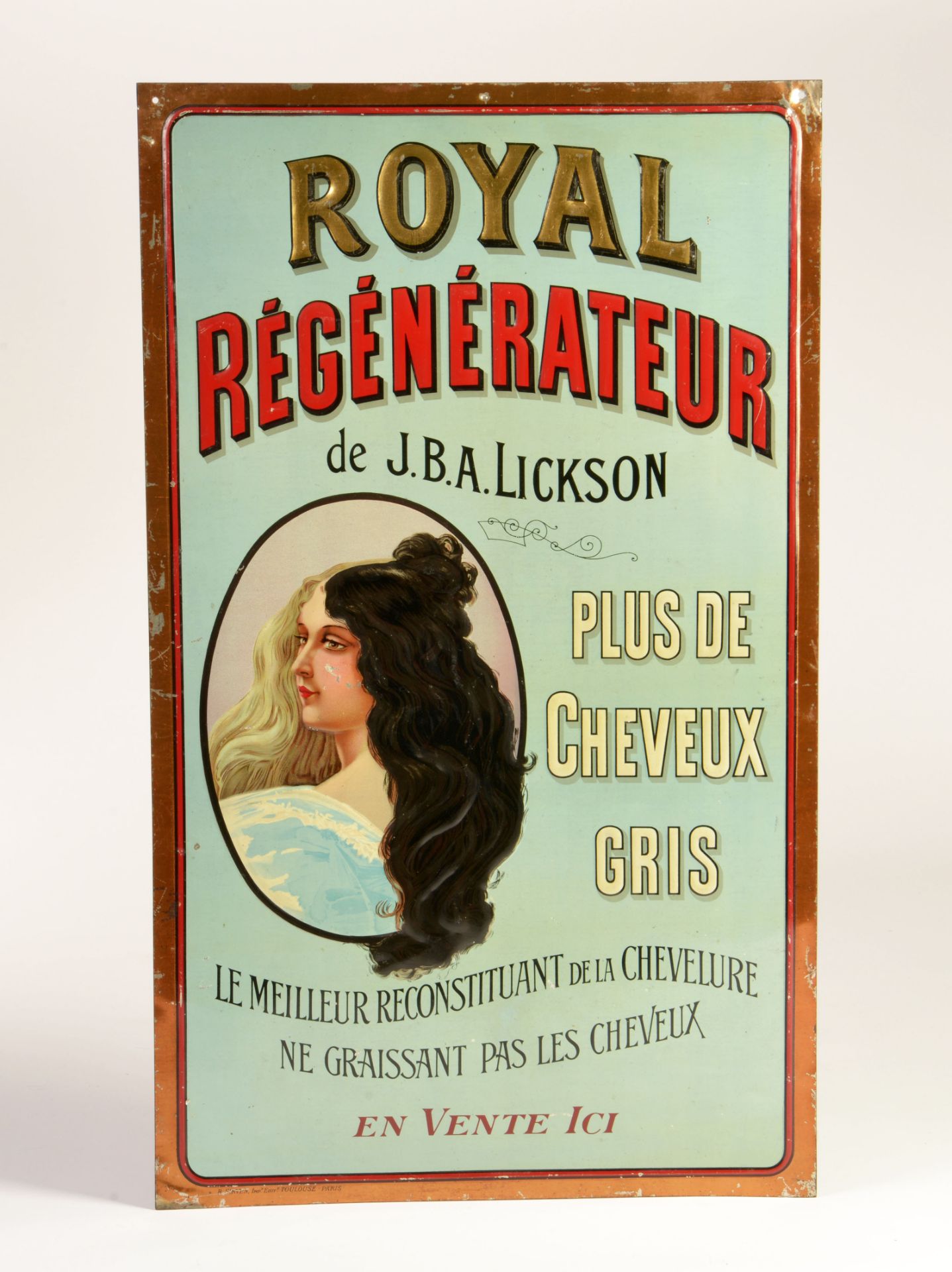 Royal, Regenerateur, tin sign, France, around 1910, 41,5 x 69,5 cm, min. paint d.