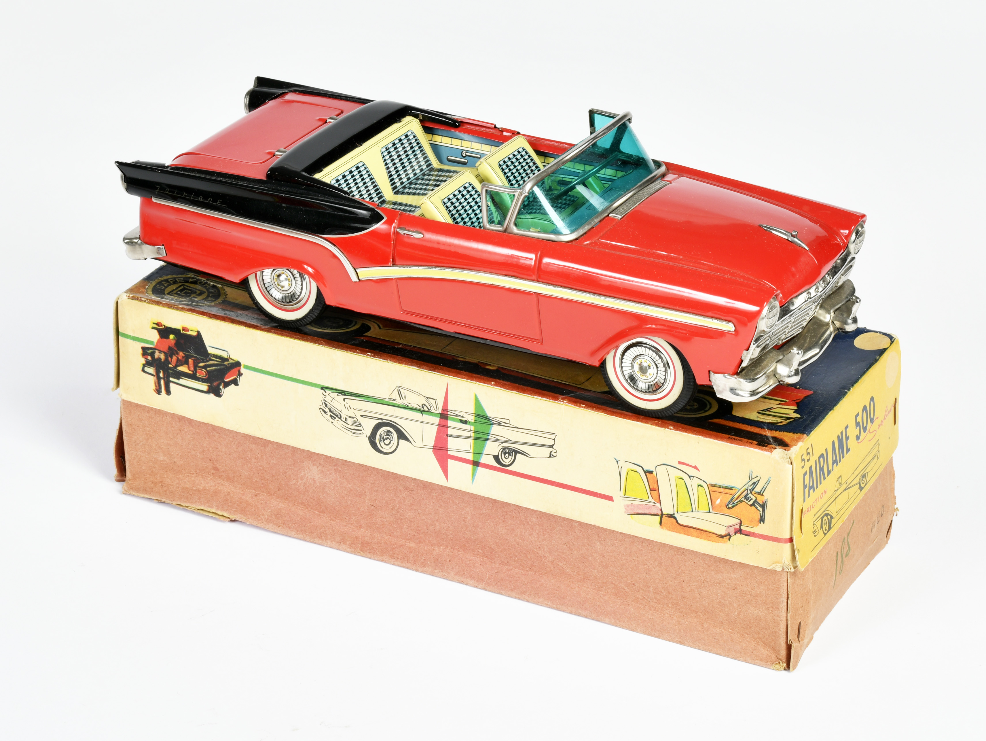 Bandai, Ford Fairlane 500, Japan, 29 cm, tin, friction ok, box C 1-, C 1