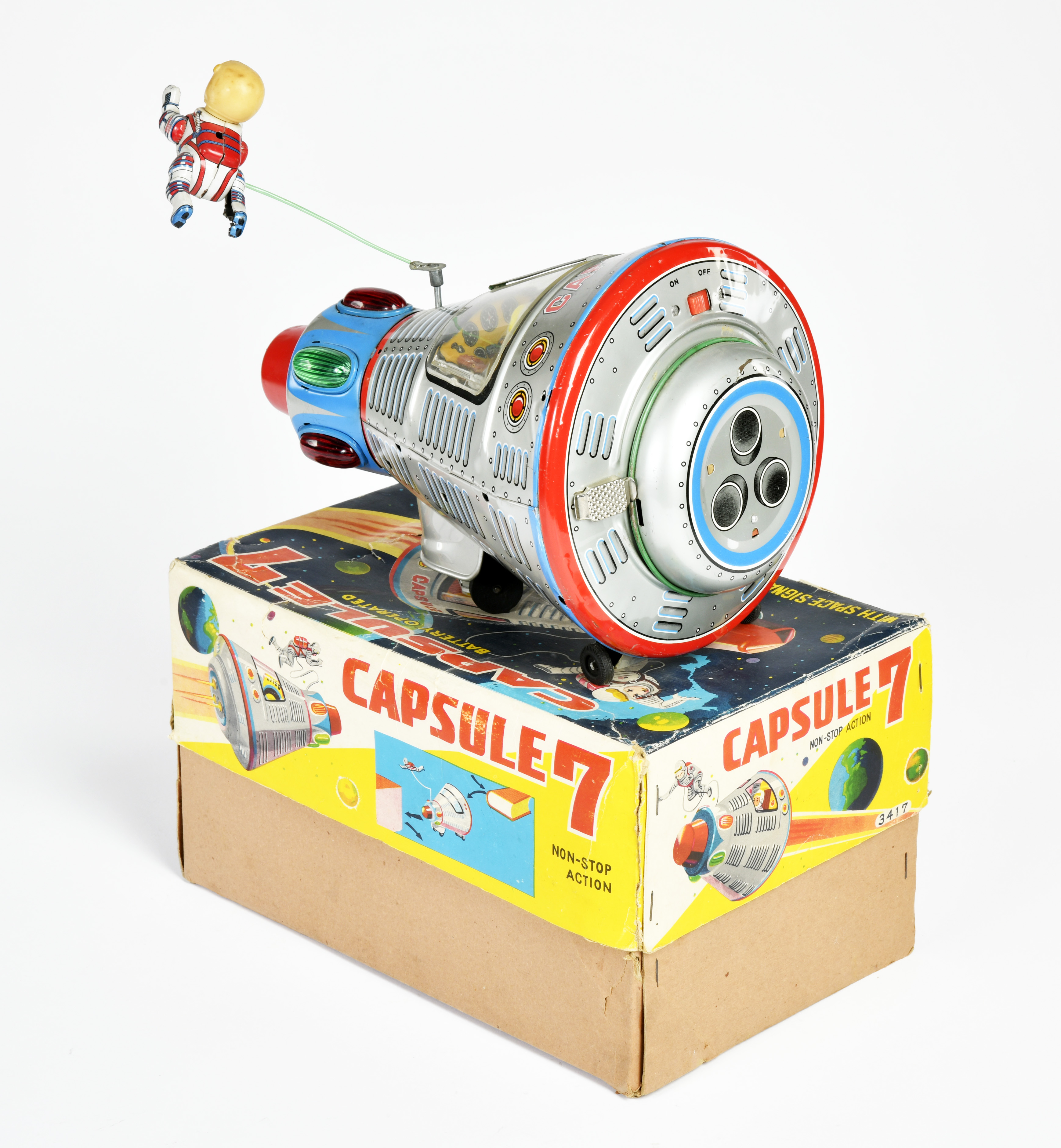 Modern Toys TM, Space Capsule 7, Japan, tin, drive not checked, paint d., box, C 2 - Image 2 of 3
