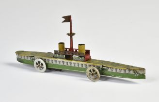 Penny Toy ship, Germany pw, 24 cm, tin, cw ok, paint d., C 2-3