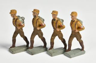 Lineol, 4 SA Männer im Marsch mit Tornister