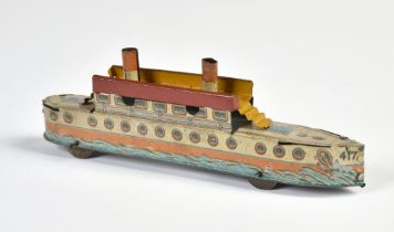 Penny Toy ship, Germany pw, 18 cm, tin, paint d., C 2-