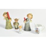 Goebel a.o., 4 angels and Christmas mug, W.-Germany, 6-14 cm, porcelain, C 1-2