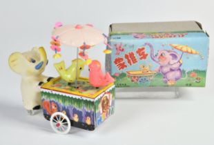 Elephant with cart, MS III, China, 17 cm, mixed condition, cw ok, box, C 1-2
