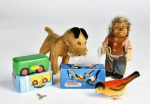 Schuco, Steiff, Mecki, dog, bird, baby toy, W.-Germany, C 2
