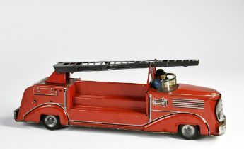 Niedermeier, fire engine, W.-Germany, 43 cm, tin, friction ok, chrome faded, paint d., C 2-