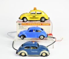 Mignon a.o., 3 VW Beetle, plastic & tin, paint d., 1x box, C 2