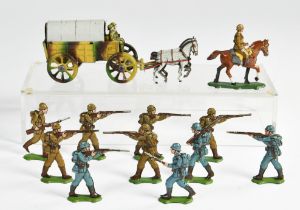 Fischer, Penny Toy military carriage and soldiers, Germany pw, tin, min. paint d., C 1-2