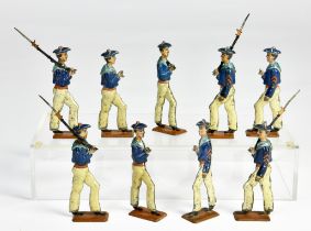 9 sailors, pw, tin, 13 cm, prob. Issmayer, paint d., C 2-3
