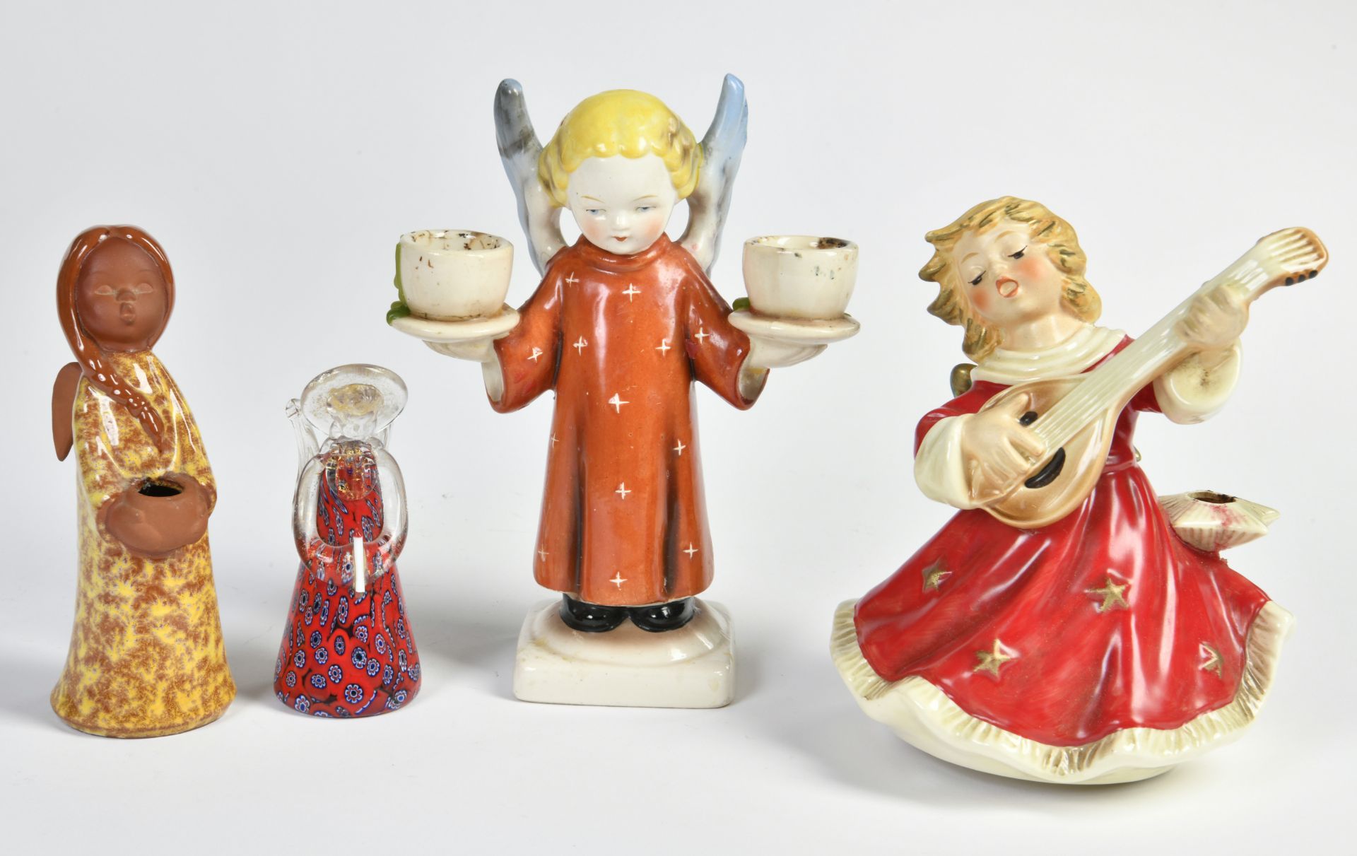Hummel a.o., 4 angels, glas, porcelain, 10-19 cm, C 1-2