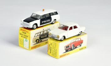 Dinky Toys, Peugeot 404 police (with antenna + sign), Peugeot 304, France, diecast, box C 2, C 1/1-