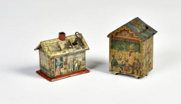 2 Penny Toy houses with defects, Germany pw, tin, please inspect