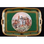 Haas & Czjzek Bohemia Napoleon Bonaparte Tablett Schlacht von Friedland, porcelain tray,