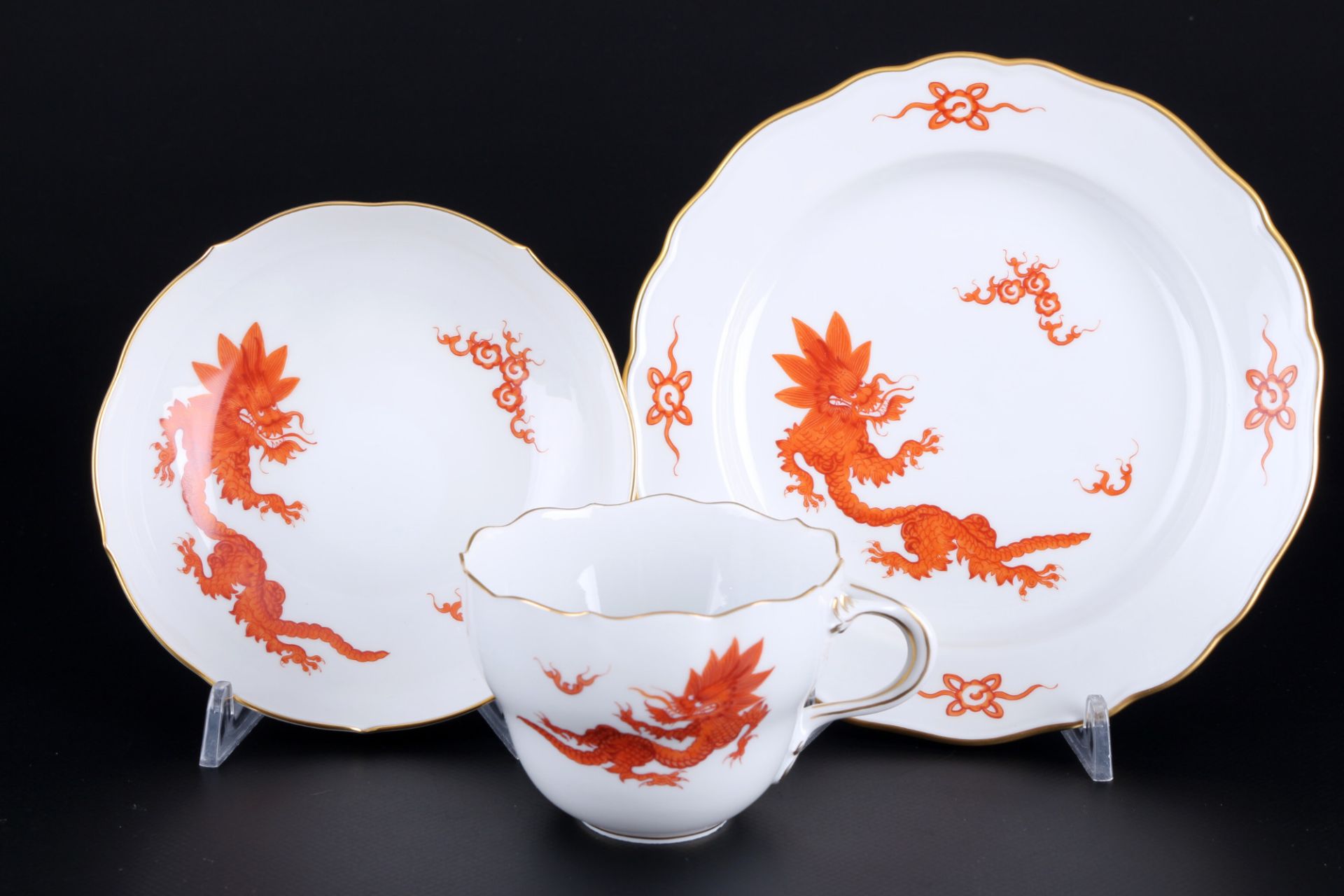 Meissen Red Ming Dragon coffee service for 6 persons 1st choice, Kaffeeservice für 6 Personen 1.Wahl - Image 2 of 6