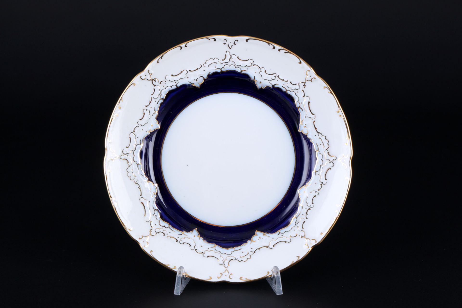 Meissen B-Form royal blue coffee cup with dessert plate 1st choice, Kaffeegedeck 1.Wahl, - Image 4 of 7