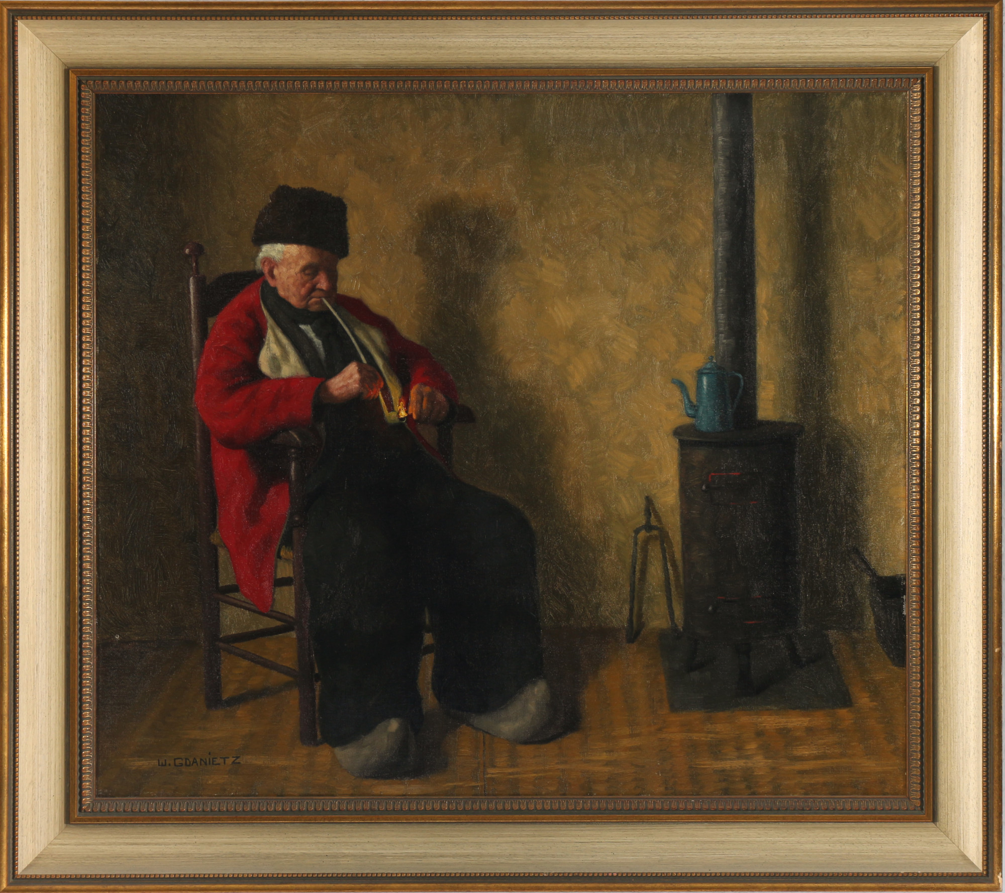 Wilhelm Gdanietz (1893-1969) dutch pipe smoker in parlor, niederländischer Pfeifenraucher in Stube, - Image 2 of 4