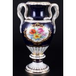 Meissen Blumenbukett Schlangenhenkelvase kobaltblau 1.Wahl, snake handle vase 1st choice,