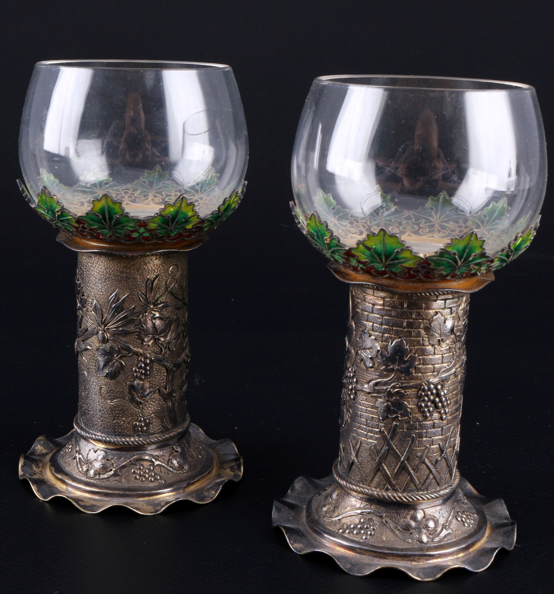 800 - 925 Silber 7-teiliges Konvolut, Kannen, Vasen, Gläser und Karaffe, decorative silver lot, - Bild 4 aus 6