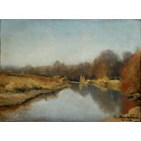 Hans von Faber du Faur (1863-1940) herbstliche Flusspartie, autumnal river section,