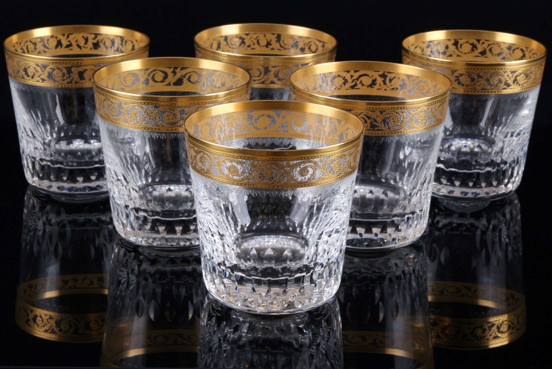St. Louis Thistle Gold 6 old-fashioned whiskey glasses, Tumbler,