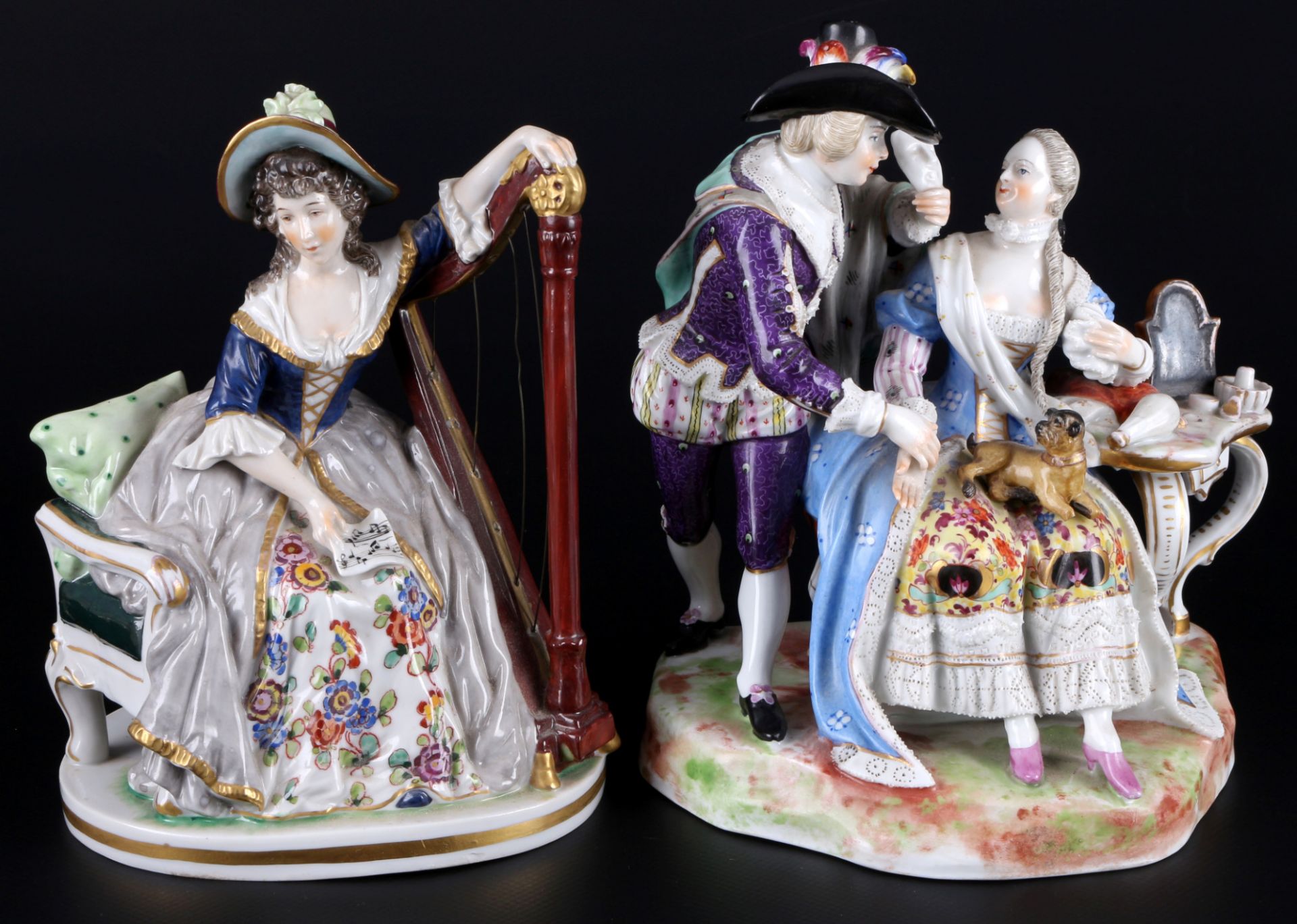 4 Rokoko Figuren & Pärchen, u.a. Sitzendorf, rococo figures and couples, - Bild 4 aus 11