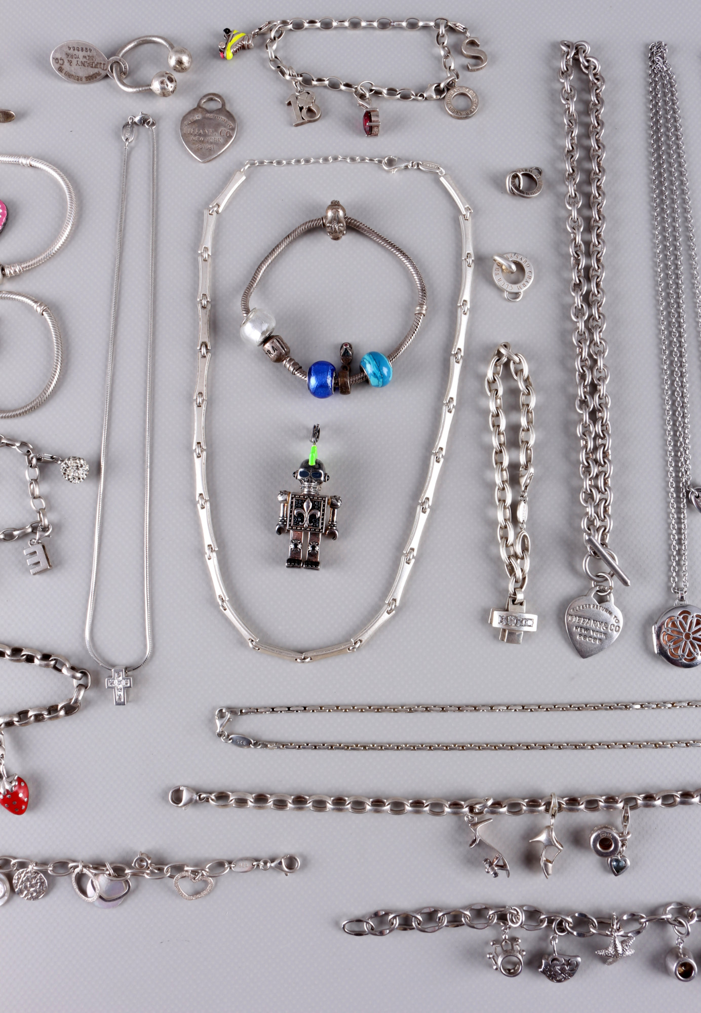 925 silver 25-piece jewelry, lot, u.a. Pandora, Thomas Sabo & Tiffany Co., Silberschmuck, - Image 3 of 4