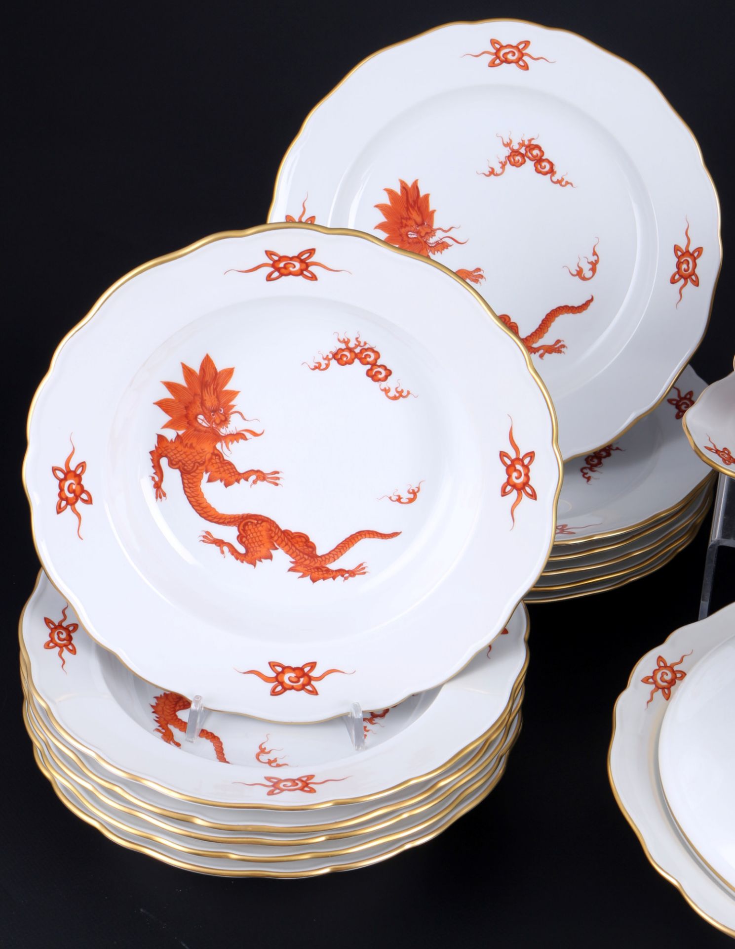 Meissen Roter Ming Drache Speiseservice für 6 Personen 1.Wahl, dinner service for 6 pers. 1st choice - Bild 2 aus 5