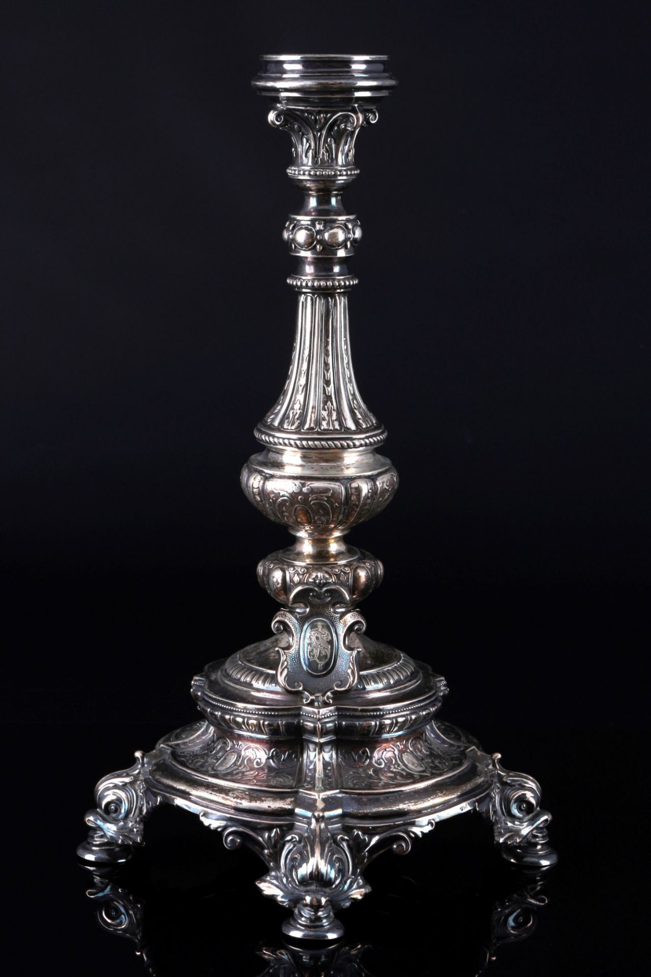 750 silver pair of large candlesticks 19th century, großes Paar Silber Kerzenständer 19. Jahrhundert - Image 2 of 6