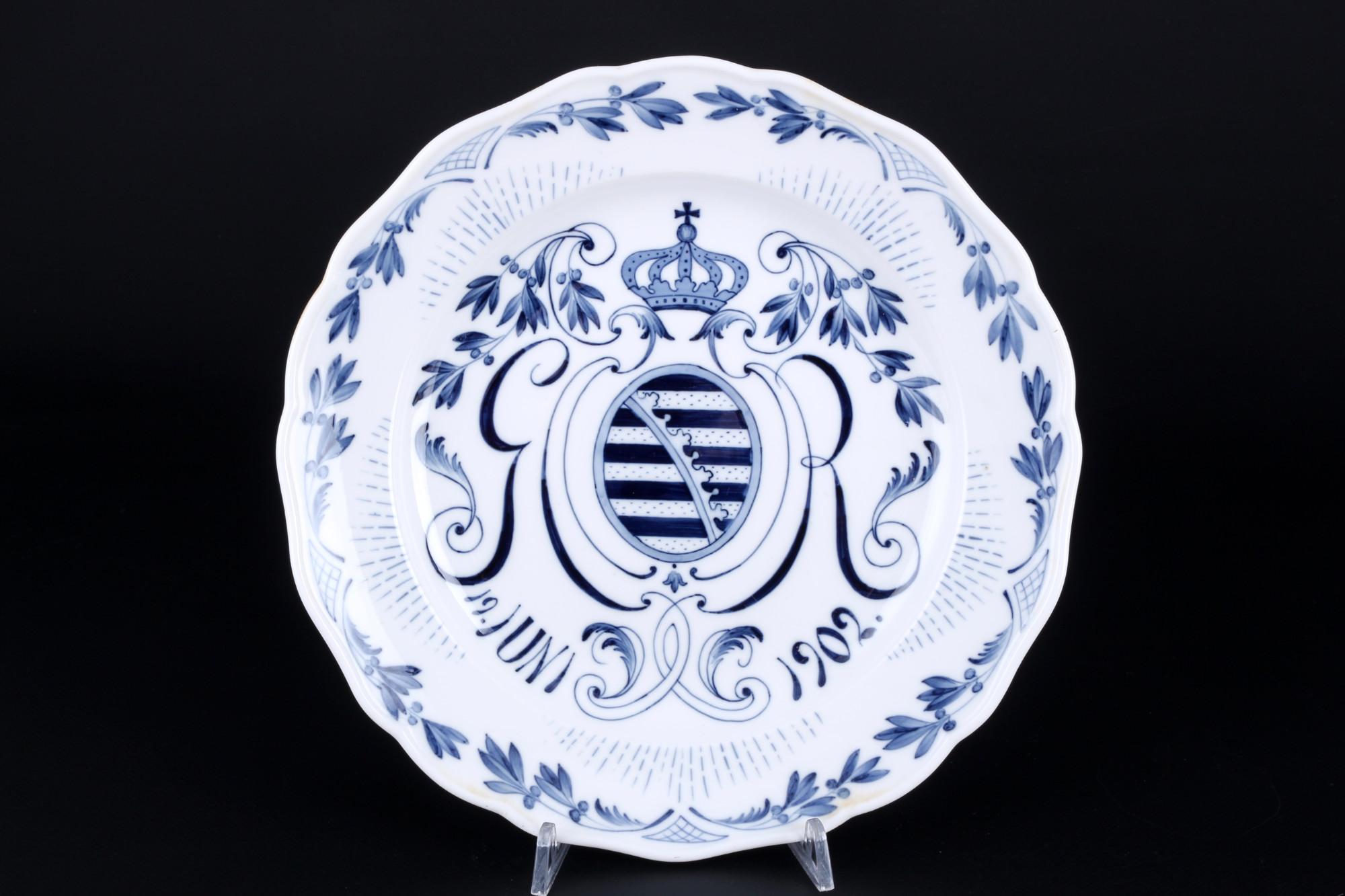 Meissen 3 regiment plates 1st choice, knob mark, Regimentsteller 1.Wahl, - Image 3 of 4