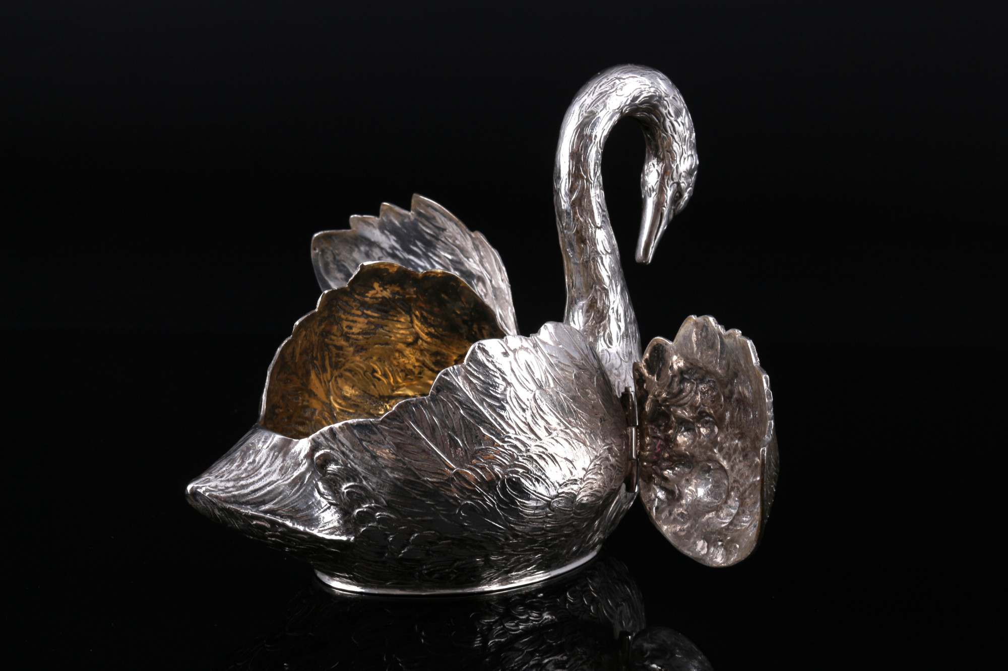 Schleissner & Söhne Hanau 830 silver pair of large swan bowls, Silber Tafelschmuck Schwäne, - Image 3 of 7