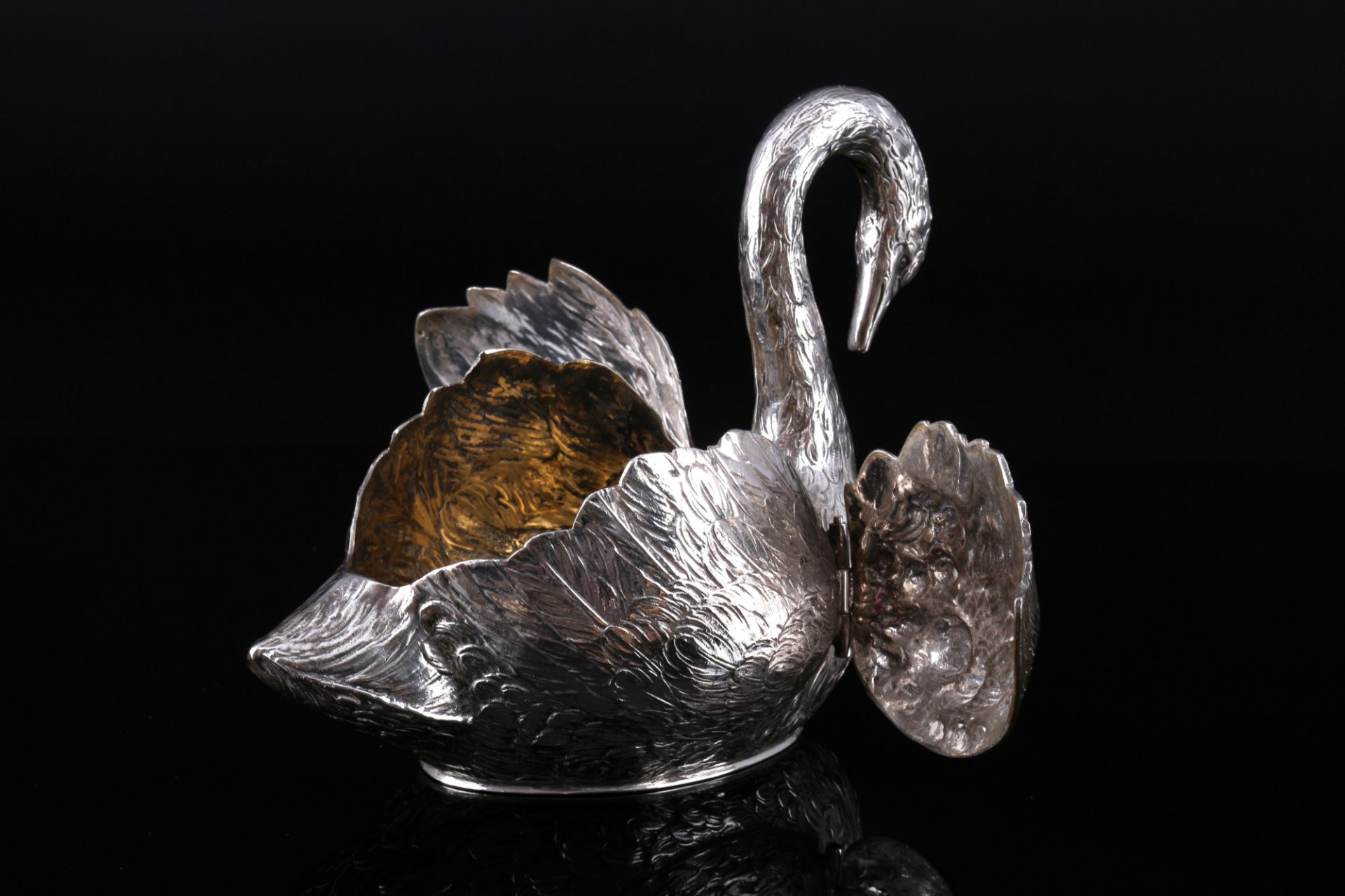 Schleissner & Söhne Hanau 830 silver pair of large swan bowls, Silber Tafelschmuck Schwäne, - Image 3 of 7