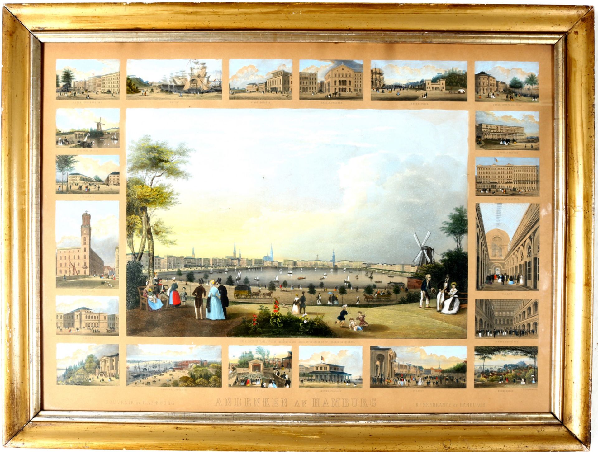 J. Gray um 1850 - Souvenirblatt Andenken an Hamburg, souvenir of Hamburg, - Bild 2 aus 3