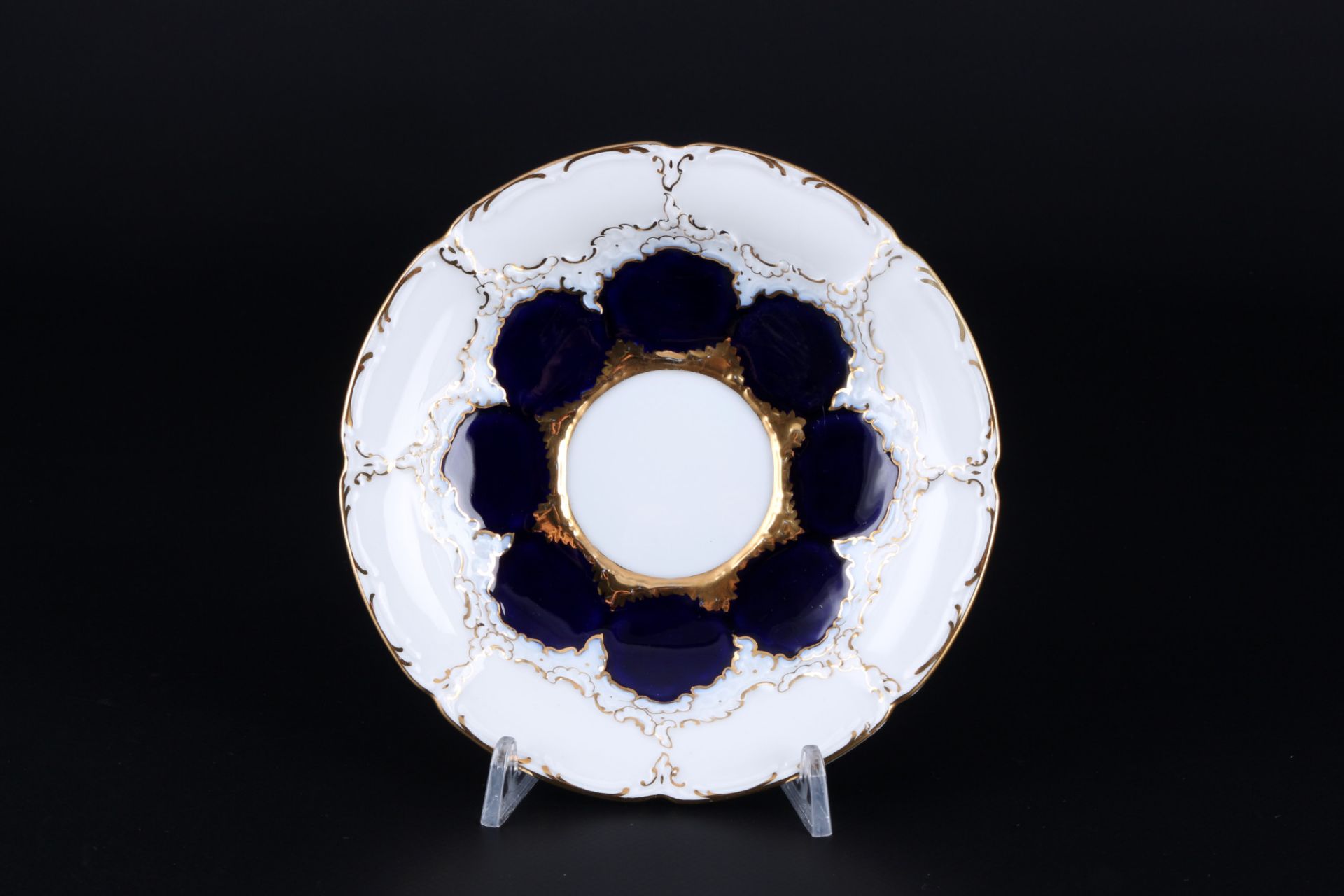 Meissen B-Form royal blue coffee cup with dessert plate 1st choice, Kaffeegedeck 1.Wahl, - Image 3 of 7