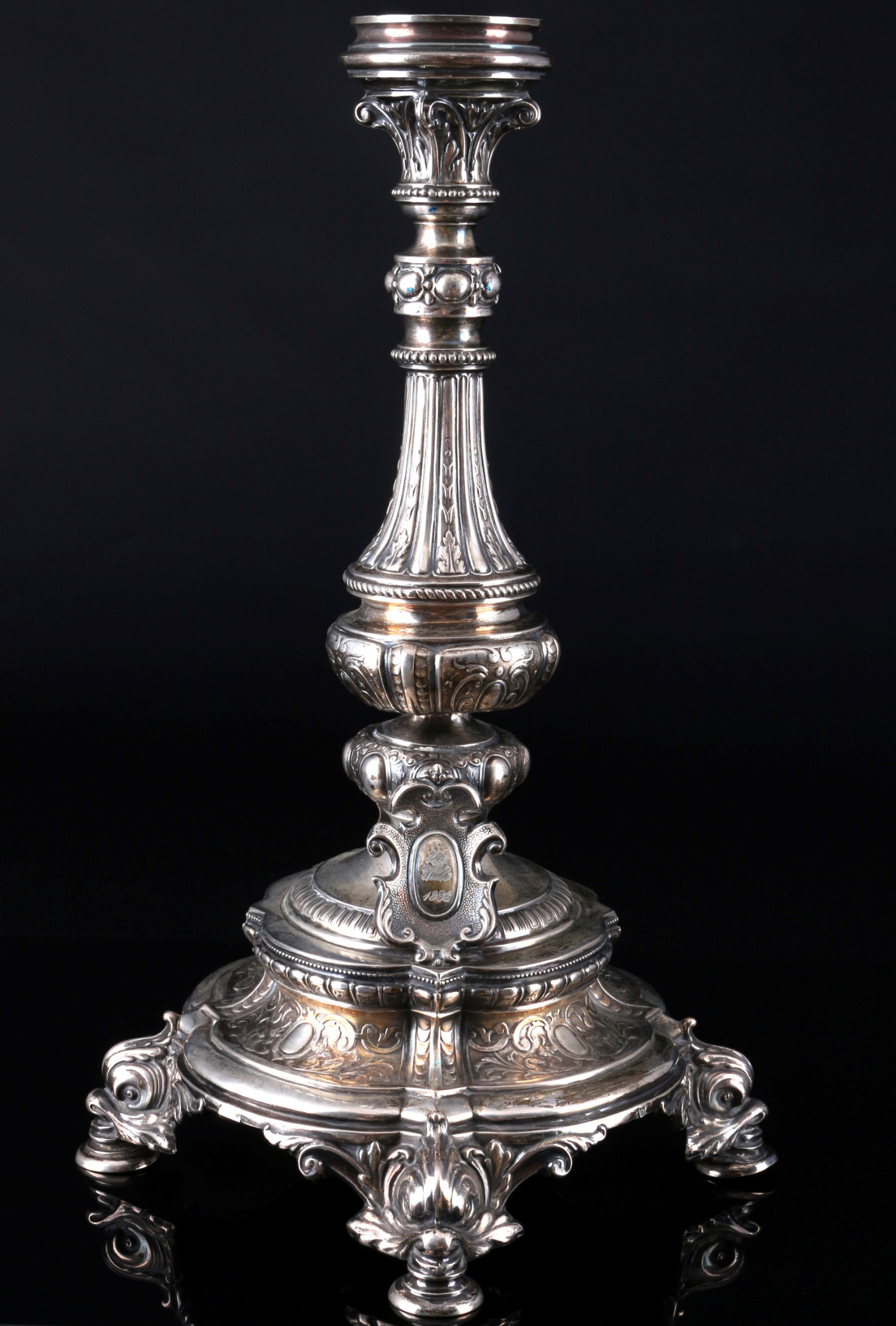 750 silver pair of large candlesticks 19th century, großes Paar Silber Kerzenständer 19. Jahrhundert - Image 3 of 6