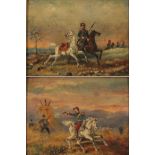 Felix Kreutzer (1835-1876) franz. Chasseur & Kavalier mit Beutepferd, french chasseur & cavalier wit