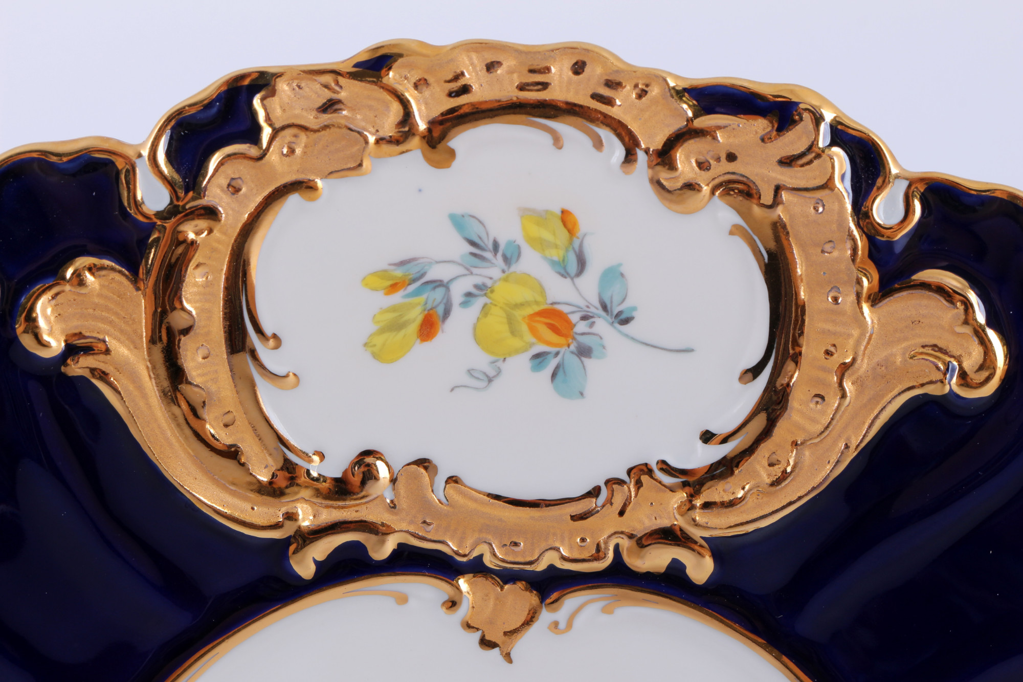 Meissen B-Form Flower Bouquet royal blue splendor plate 1st choice, Prunkteller 1.Wahl, - Image 2 of 4