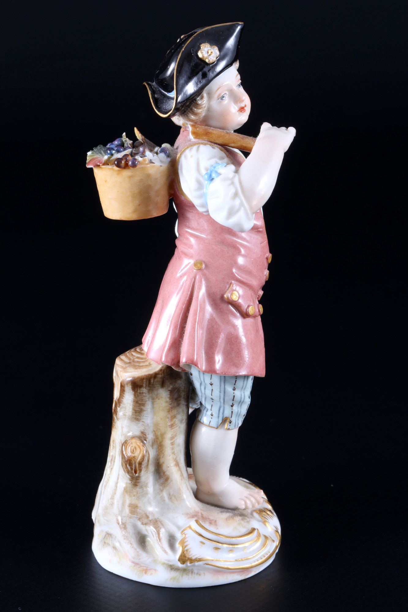 Meissen gardeners child with wine basket 1st choice, knob mark, Gärtnerkind mit Weinkorb 1.Wahl, - Image 4 of 8