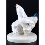 Meissen Brahma - Hühner 1. Wahl, Knaufmarke, pair of chicken 1st choice,