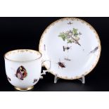 Meissen 18. Jahrhundert Insekten Kaffeetasse, coffee cup with saucers 18th century,