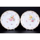 Meissen Blumenbukett 2 Speiseteller, Knaufmarke, dinner plates,