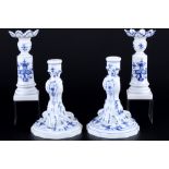 Meissen Zwiebelmuster 2 Paare Kerzenständer, 2 pair of candlesticks,