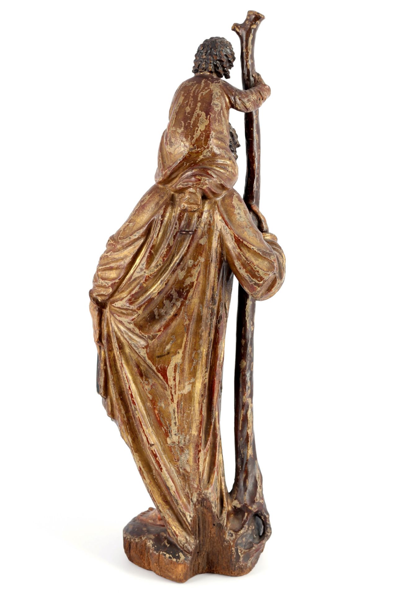 Heiligenfigur 18./19. Jahrhundert Heiliger Christophorus, Saint Christopher antique wooden sculptur - Bild 3 aus 5