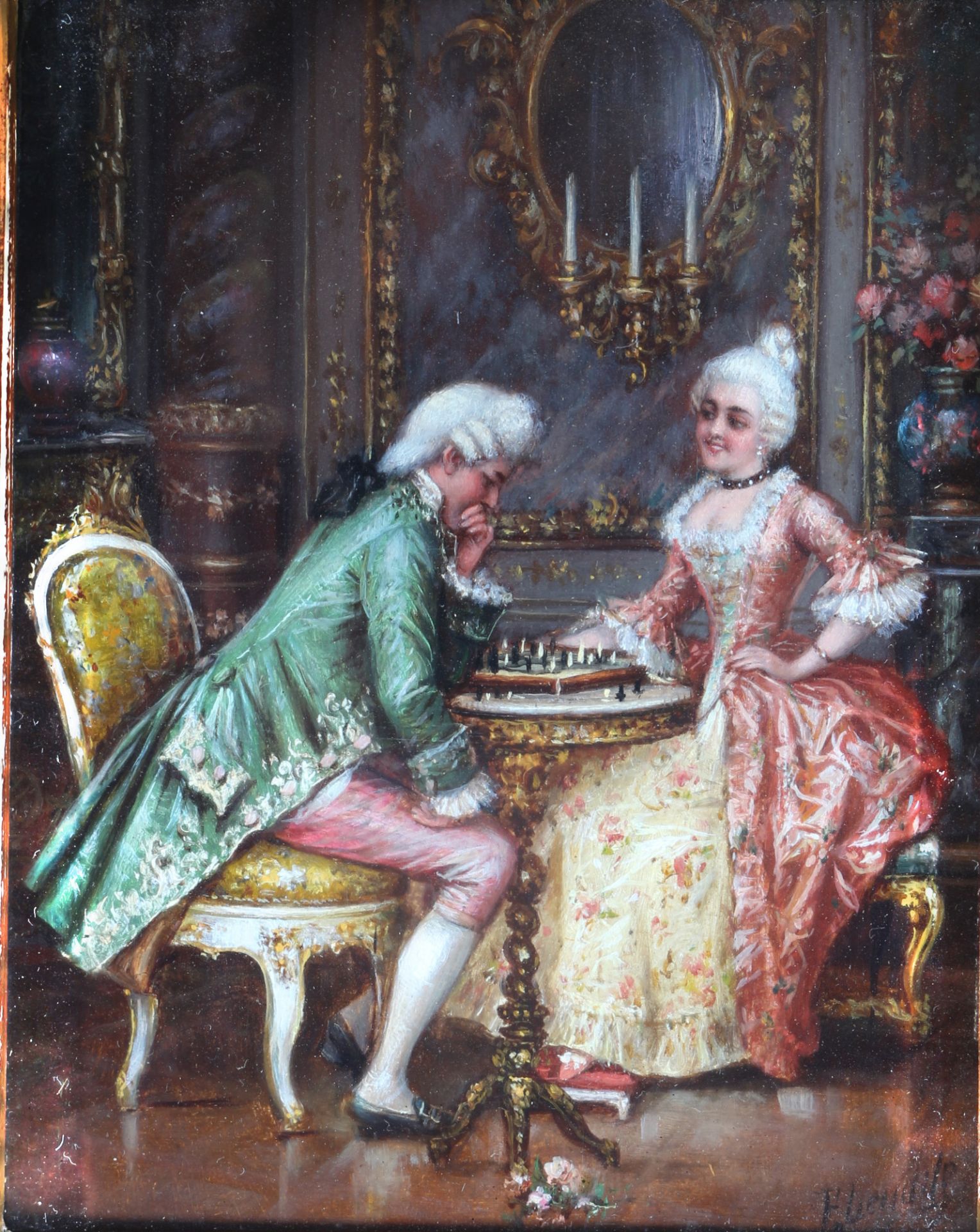 Frederick Lenditz (1873-1937) music couple & chess game, musizierendes Paar & Schachspiel, - Image 2 of 9