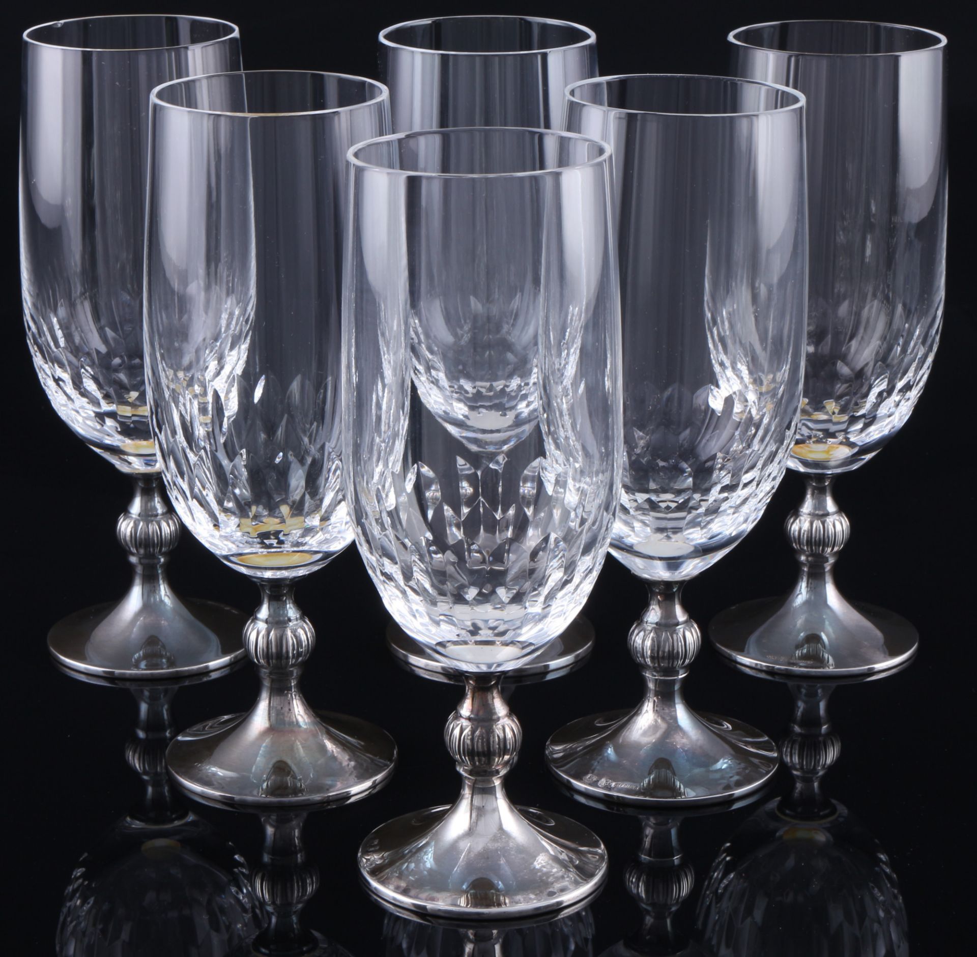 925 sterling silver 6 glasses, Hermann Bauer, Kristall Silber Gläser,