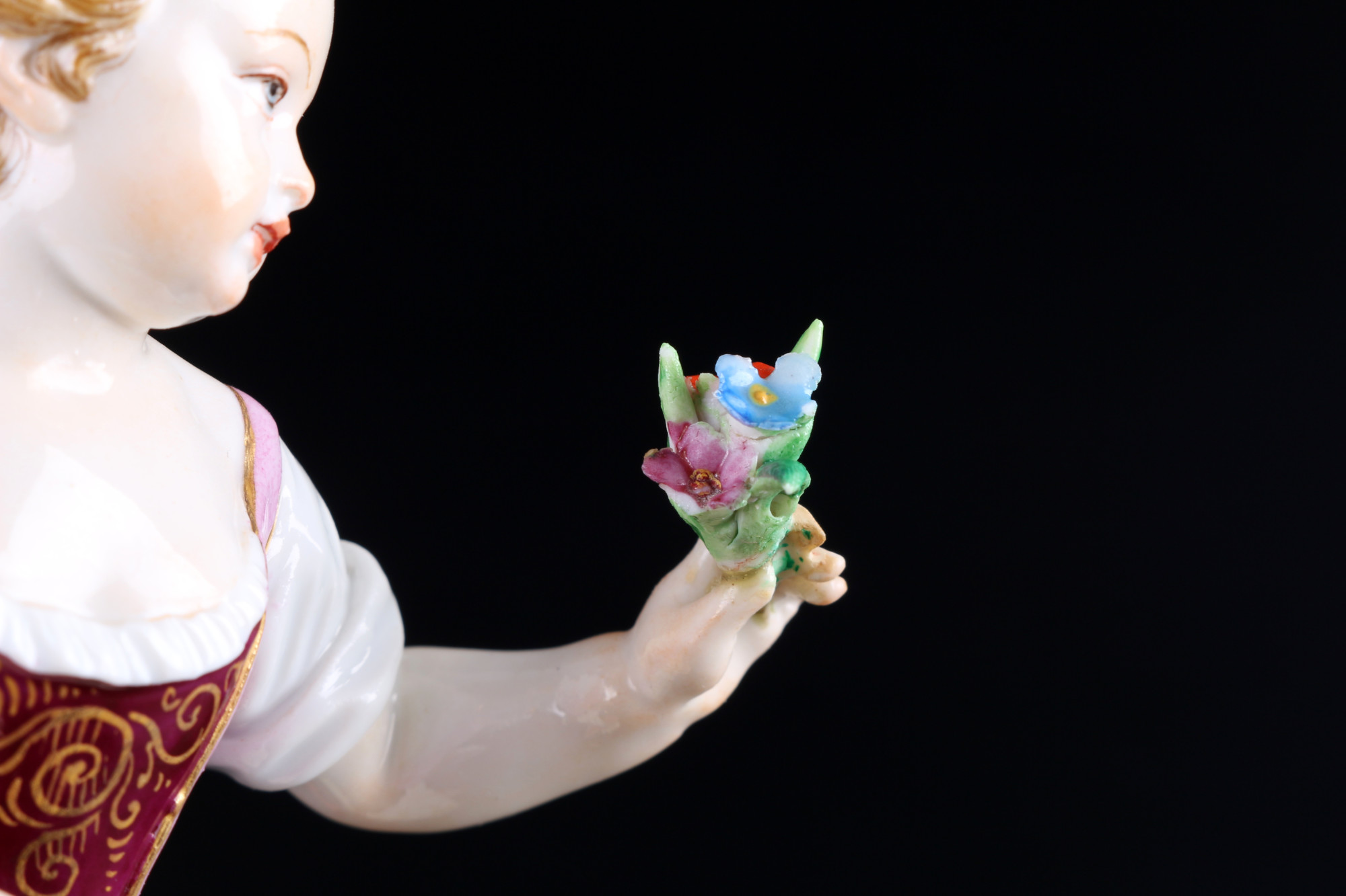 Meissen gardener child girl with flower basket 1st choice, knob mark, Gärtnerkind - Mädchen mit Blum - Image 6 of 6