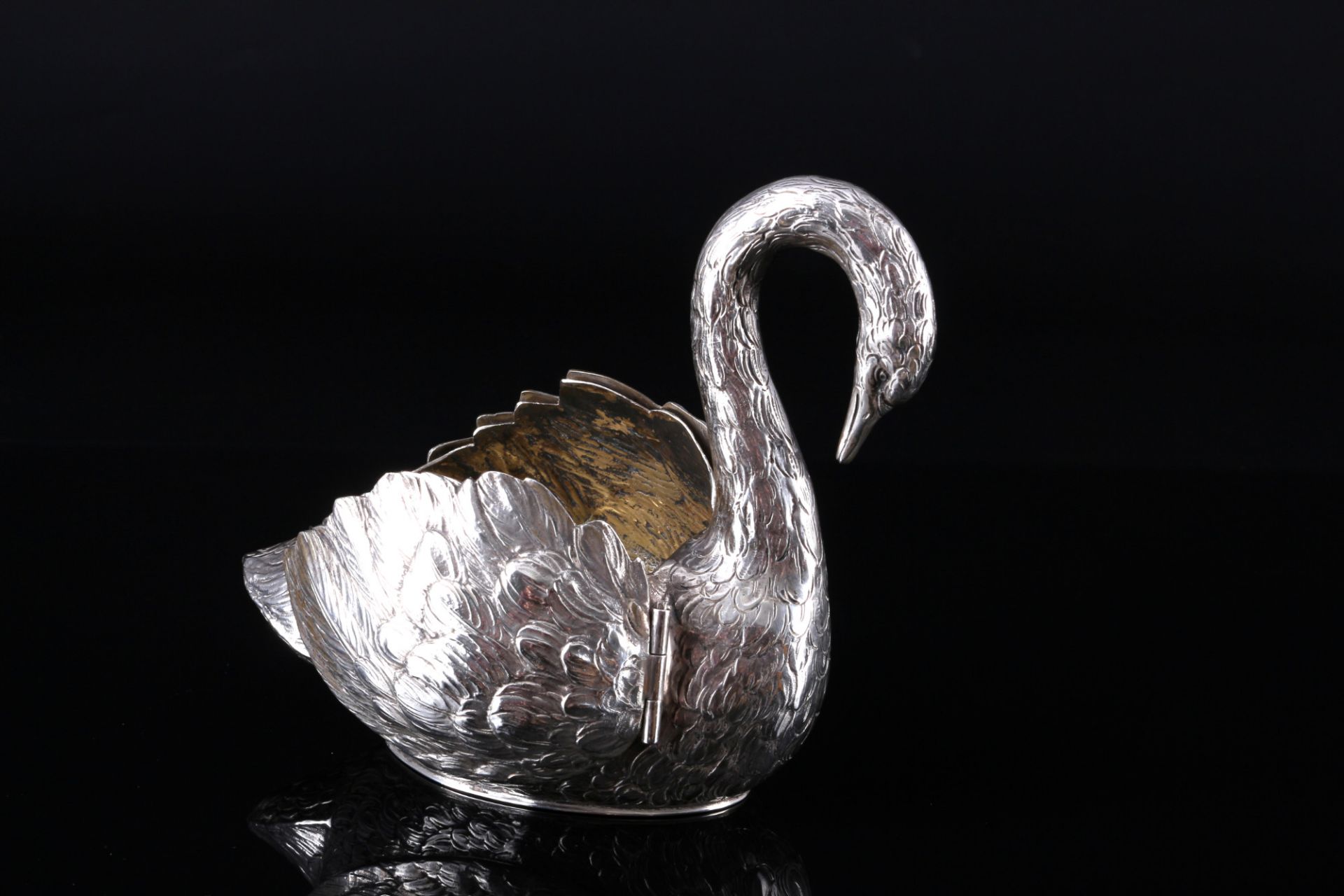 Schleissner & Söhne Hanau 830 silver pair of large swan bowls, Silber Tafelschmuck Schwäne, - Image 5 of 7